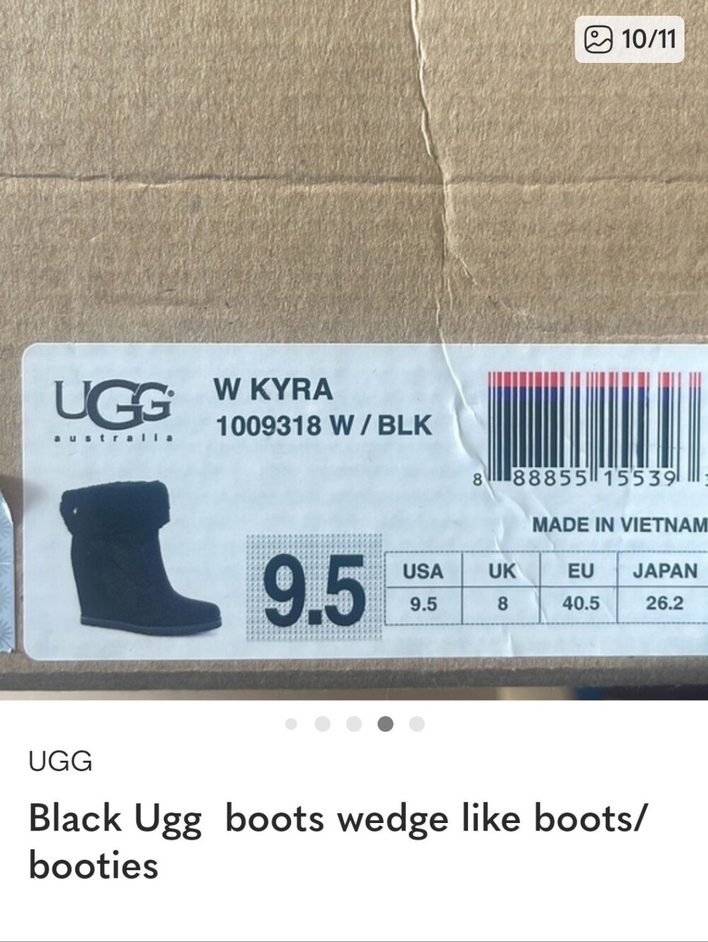 UGG Black Short Wedge Booties with Shearling